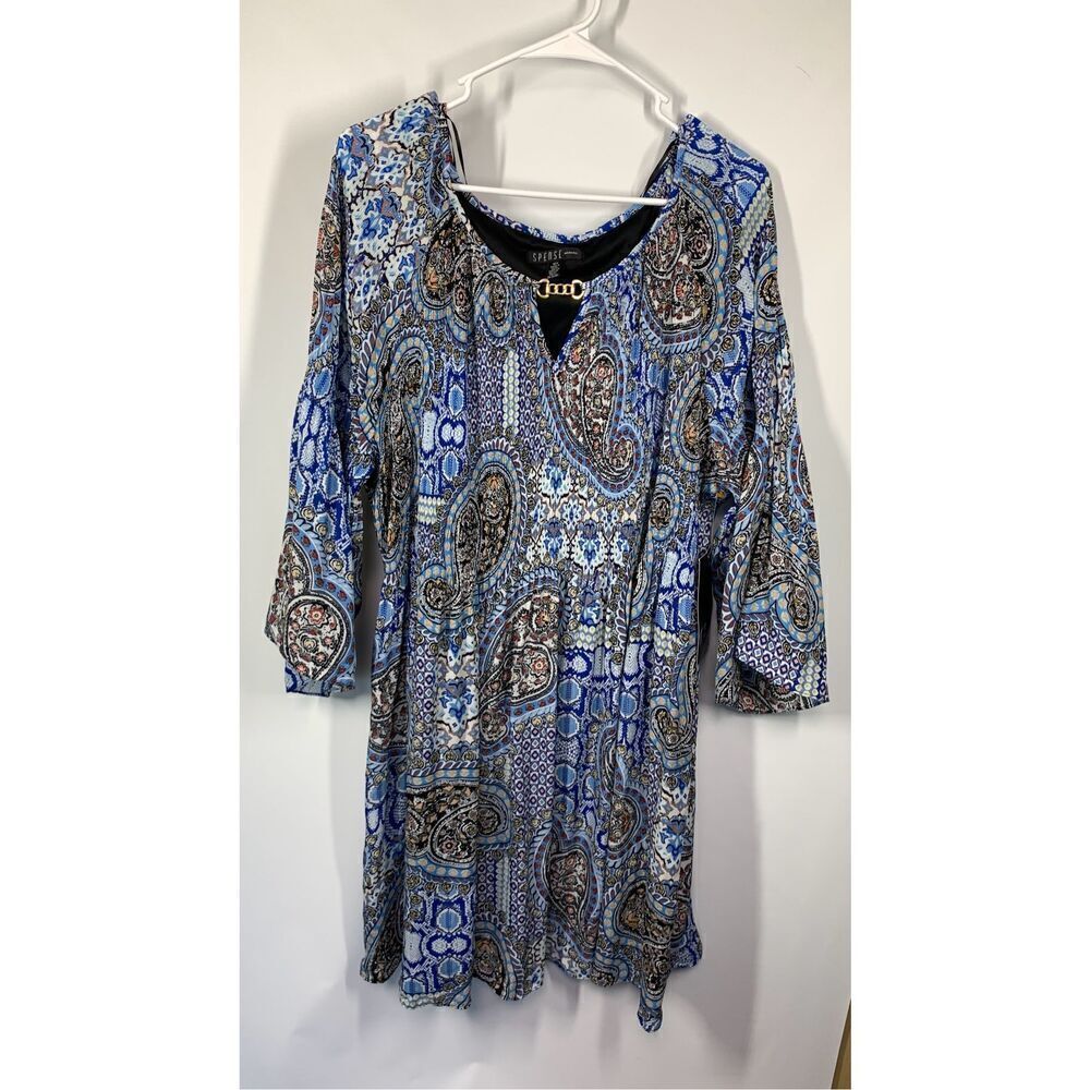 Spense Women's Paisley 3/4 Bell Sleeve Bohemian Dress Multicolor Size 18W NWT